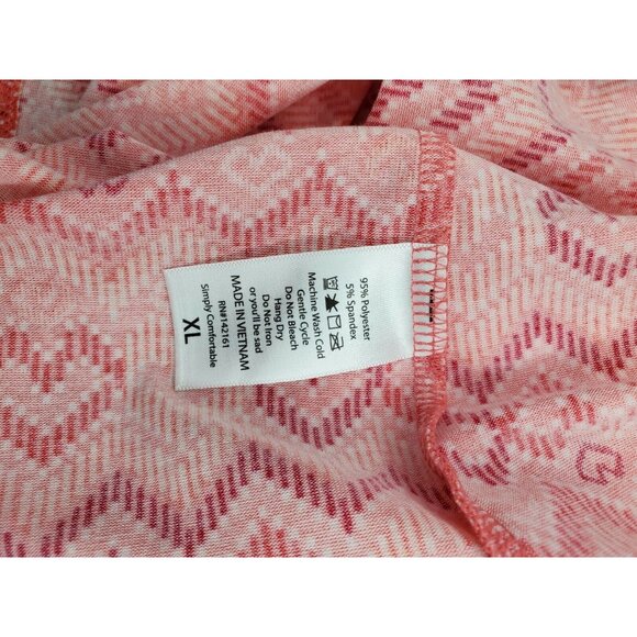 LulaRoe XL 3392 GiGi Peach Heart Squiggly Line Short Sleeve Poly/Spandex Shirt - Picture 11 of 12